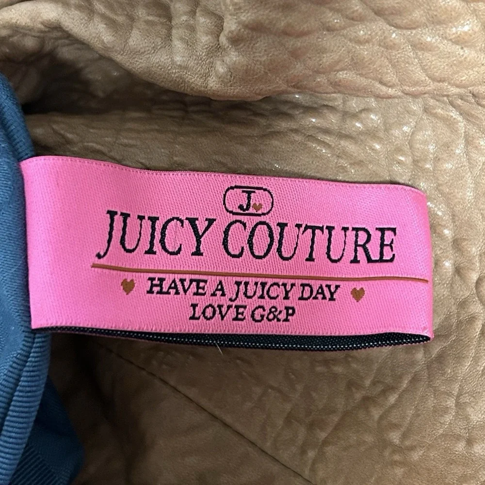Vtg Y2k Juicy Couture Brown Leather Bag Slouchy Hobo Chunky Gold Chain Boho